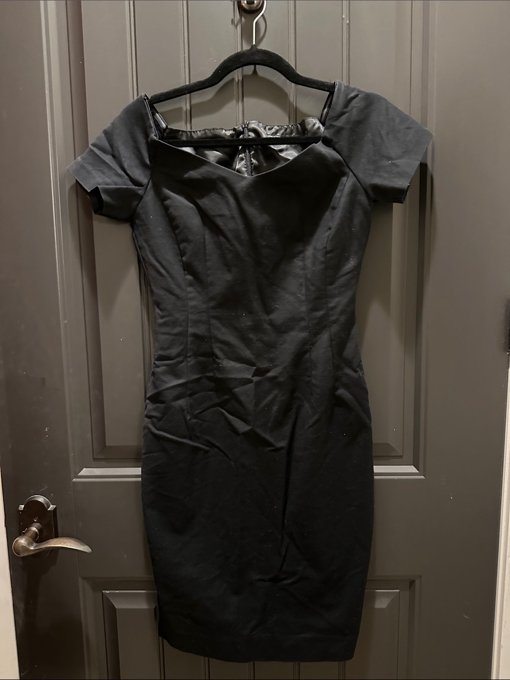 Classic Zara Basics Black Off-Shoulder Midi Sheath Dress